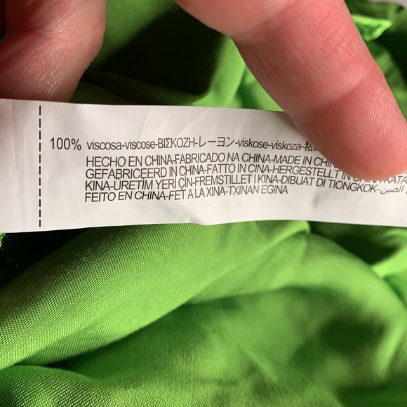 NWT. Zara Green Draped Lingerie-Style Flowy Mini Dress. Size S. - Picture 13 of 14